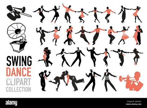 Swing Dance Clipart Collection Set Of Swing Dancers Isolated On White