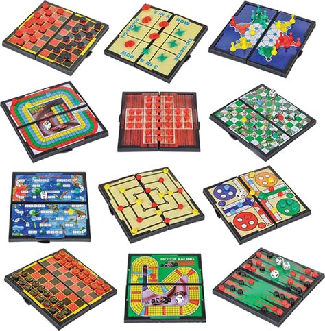 Gamie Magnetic Board Game Set Includes 12 Retro Fun Games 5″ Compact
