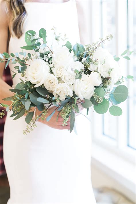 Wedding Bouquets With Seeded Eucalyptus Lush Wedding Bouquet Of