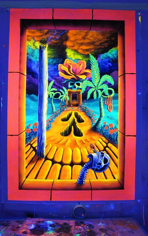Skull Garden Illusions Psychedelic Surreal Acrylic Painting On Canvas