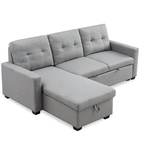 82 Sleeper Sectional Sofa And Chaise Lounge With Reversible Storage
