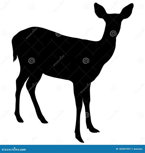 Silhouette Of The Deer On A White Background Stock Vector