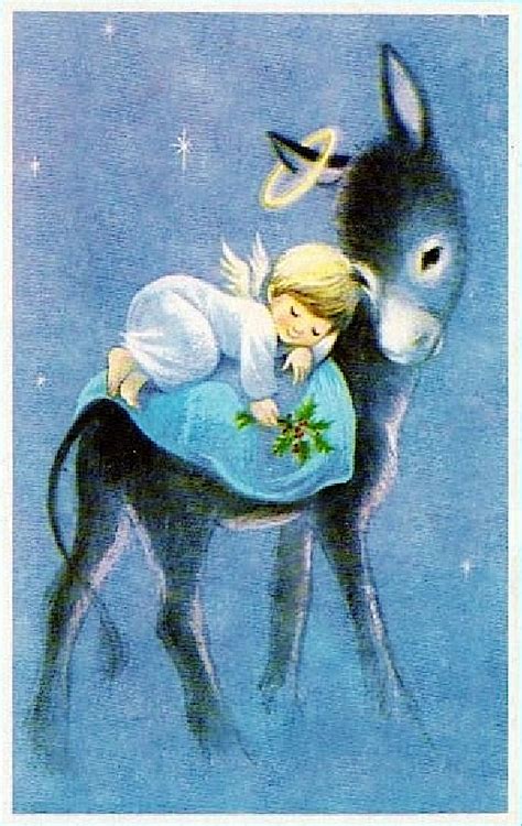 • 2,8 млн просмотров 1 год назад. Sleeping Angel on donkey - Xmas card. | Vintage christmas ...