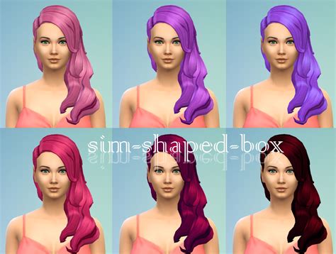Sim Shaped Box Hair In 6 Pink Andpurple Colours Sims 4 Hairs