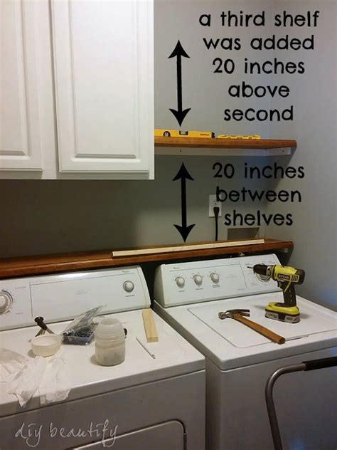 The top shelves are for laundry detergents, reusable shopping bags and lunch boxes. Adding Shelves and Storage to a Builder-Grade Laundry Room ...