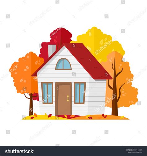 Vector Autumn Landscape Country House Autumn Stock Vector Royalty Free