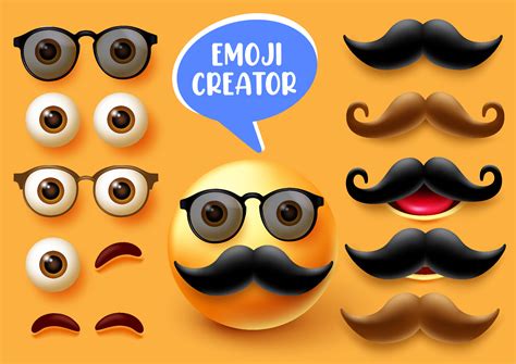 Emoji Male Creator Vector Set Emojis 3d Man Character Kit With Face
