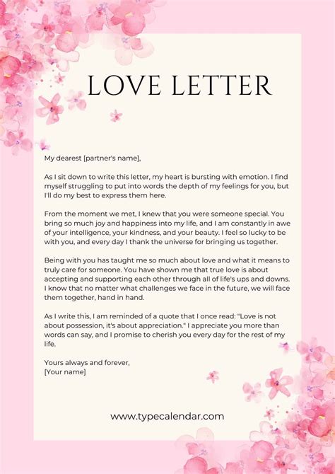 Free Printable Love Letter Templates Writing Examples Pdf Love