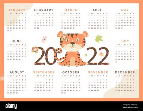 Tiger Kalender Für 2022 Tiger Symbol Des Neuen Jahres 2022