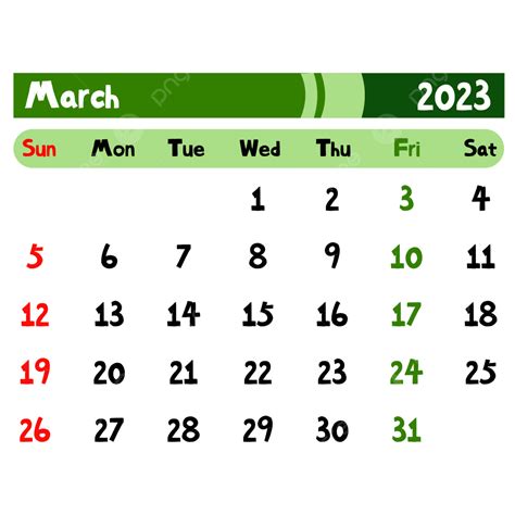 Kalender 2023 Maret Hijau Kalender 2023 Kalender Maret Png Dan