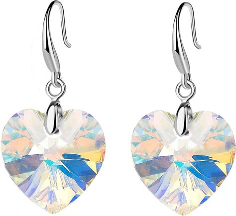 Swarovski Crystal Heart Dangle Hook Earrings For Women Drop Earrings
