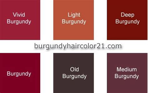 Burgundy Color Comparison Chart Hair Color Burgundy Burgundy Hair