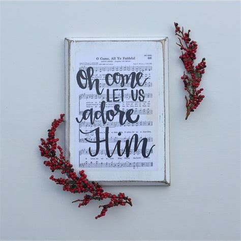 Oh Come Let Us Adore Him Hymn Board Hand Lettered Wood Sign