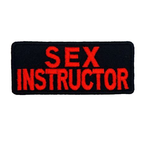 Sex Instructor Name Tag Iron On Hook Backing Funny Punk Rock Embroidered Biker Motorcycle