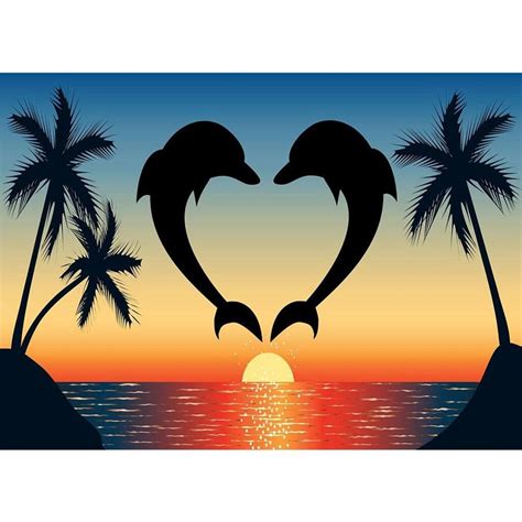 Diamond Painting Full Round Dolphin Love Dolphin Painting Sunset