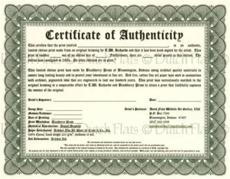 Certificate Of Authenticity Templates Word Excel Samples