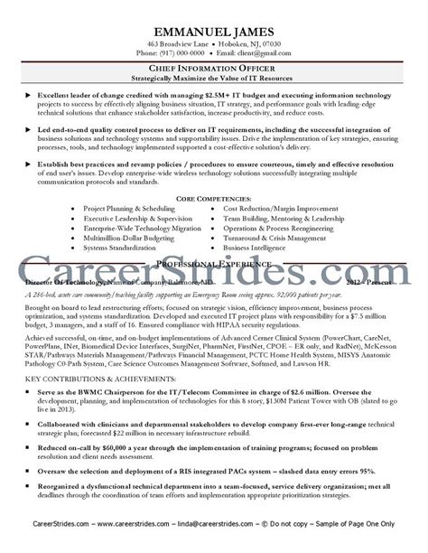 Chief financial officer (cfo) cover letter. CIO Resume Example (Chief Information Officer Resume)