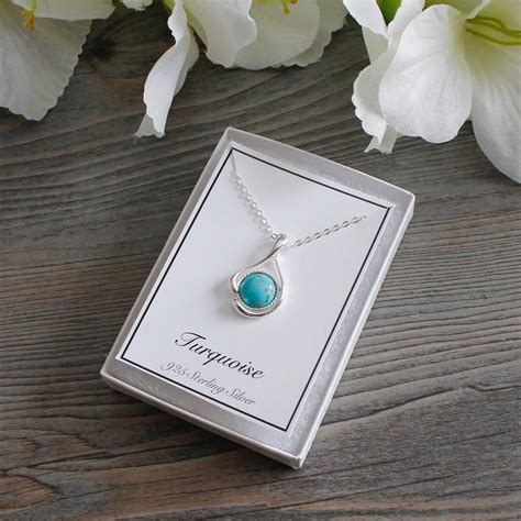 Genuine Turquoise And Sterling Silver Pendant December Etsy