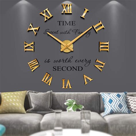 Buy Vangold Large 3d Diy Wall Clock Roman Numerals Clock Frameless