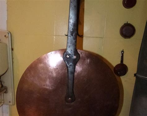 Big Antique French Copper Lid For Pan Pot W Handforged Iron Handle W