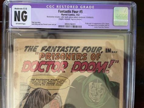 Fantastic Four 5 Cgc Ng Origin And 1st Dr Doom Restored Ng Marvel