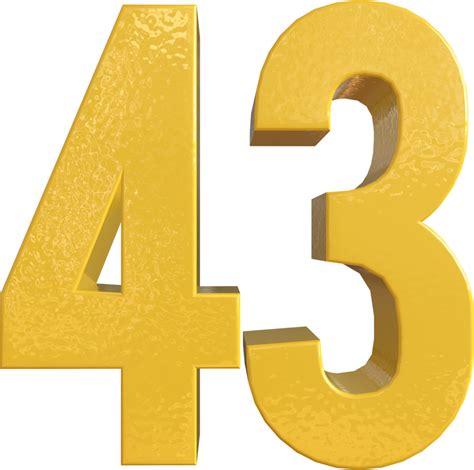 Number 43 Yellow Metal Paint 3d Render 16653166 Png
