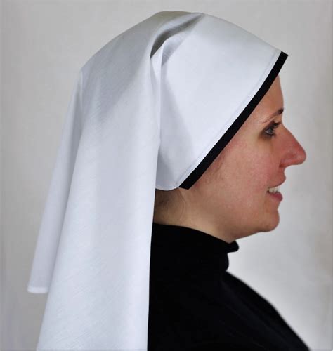 Short White Work Veil With Black Trim Catholic Nun Nuns Habit Etsy