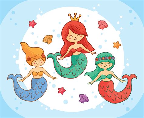 Hand Drawn Mermaid Vector Vector Art And Graphics