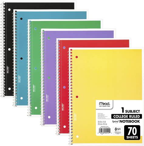 Buy Mead Spiral Notebooks 6 Pack 1 Subject College Ruled Paper 10 1