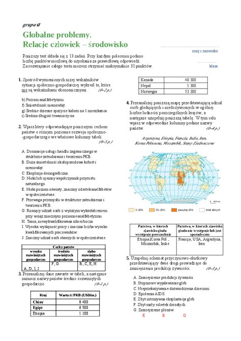 test globalne problemy.relacja człowiek-środowisko - Pobierz pdf z Docer.pl