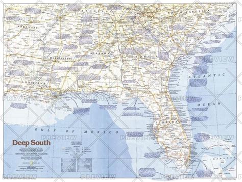 Deep South Published 1983 National Geographic Maps