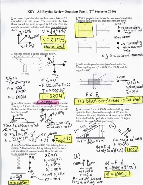 Ap Physics 1 Summer Assignment Answer Key Vectors → Waltery Learning
