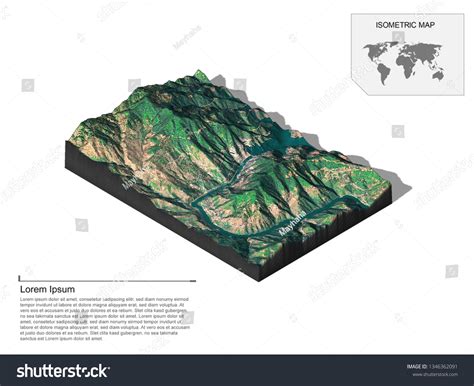 Isometric Terrain 3d Map Infographic Stock Illustration 1346362091