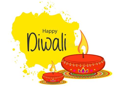 Happy Diwali Diya Oil Lamp Design Stock Vector Illustration Of