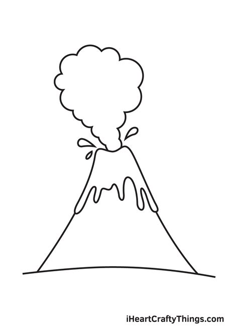 Volcano Drawing How To Draw A Volcano Step By Step