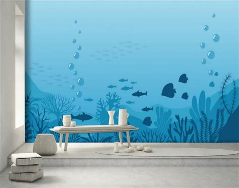 Kids Underwaters And Fishes Wallpaper Wall Mural Theme Sea And