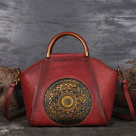 Genuine things are true or authentic. Women Genuine Leather Vintage Totem Designer Handbag ...