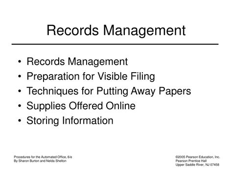 chapter  managing  records powerpoint