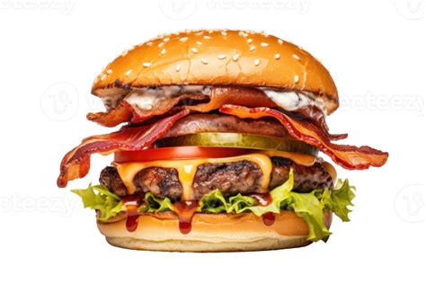 Ai Generated Juicy Bacon Burger On Transparent Background 36334241 Png