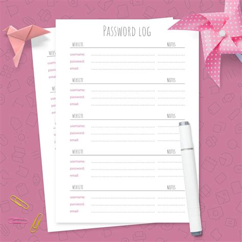 Website Password Log Template Template Printable Pdf