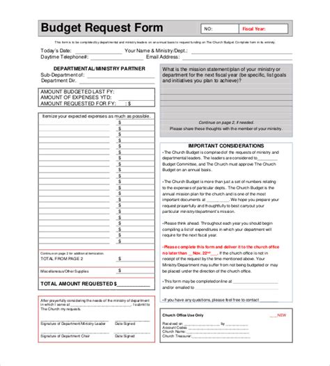 Ministry Budget Template Template Creator
