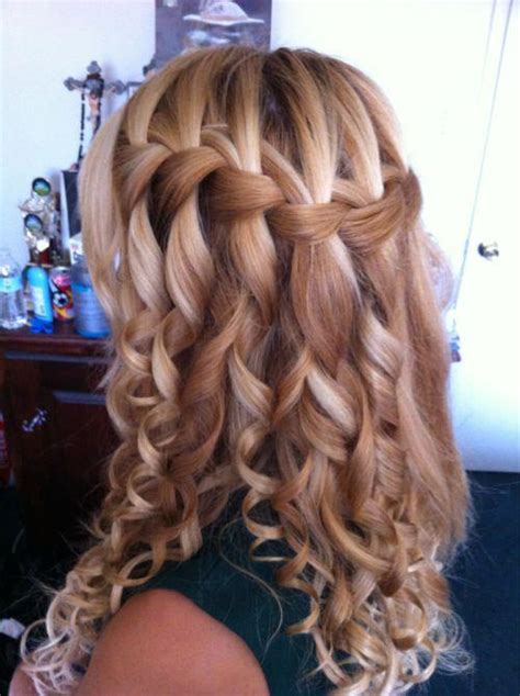 A waterfall braid is a half french braid in which part of the hair is braided and the rest is left to cascade down, like a waterfall. How to Make a Beautiful Waterfall Braid: Waterfall Braid ...
