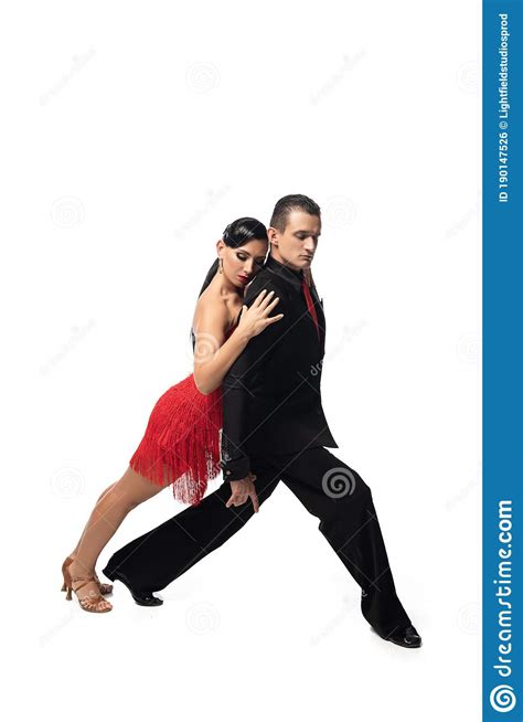 Attractive Dancer Leaning On Back Of Elegant Partner While Performing