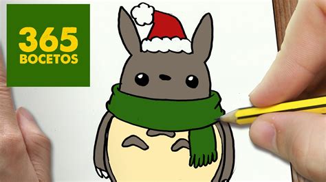 Como Dibujar Un Totoro Para Navidad Paso A Paso Dibujos Kawaii