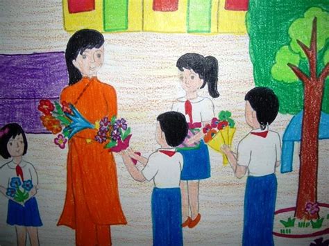 Tranh Vẽ đề Tài 20 11 Tranh Ngày Nhà Giáo Việt Nam đẹp Và ý Nghĩa Nhất