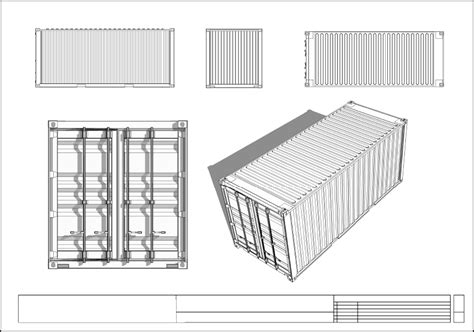 Shipping Container Homes Technical Drawings 20gp
