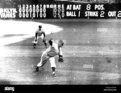 Don Larsen Of The Ny Yankees Pitches Perfect Game Against Brooklyn Dodgers In Game 5 Of 1956