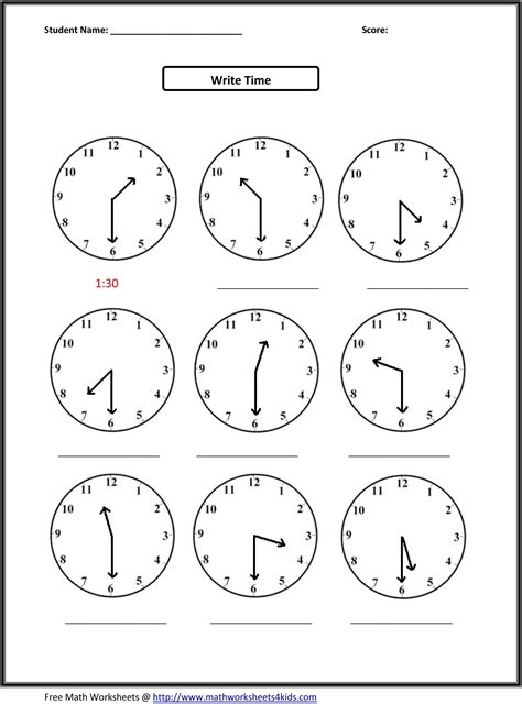Clock For Learning Time Worksheets