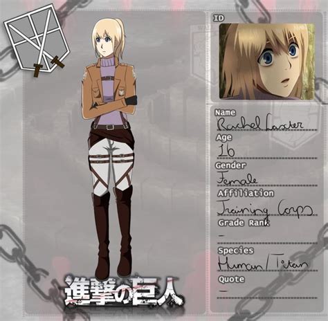 Attack On Titan Oc Rachel Laxter Character Sheet By Charbasically