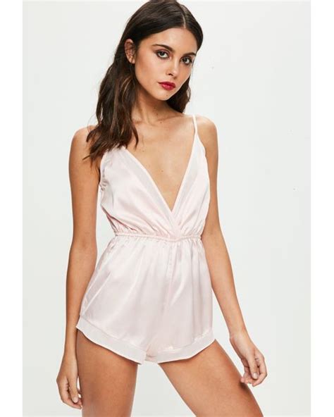 Lyst Missguided Pink Satin Teddy In Pink
